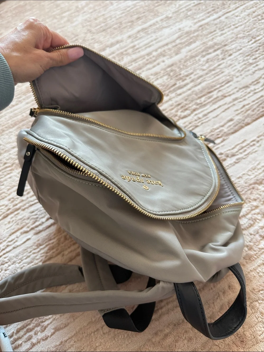 Kate Spade Gray & Black Nylon Mini Backpack